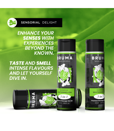 BRUMA ACEITE DE MASAJE PREMIUM EFECTO CALOR SABOR SANDIA 3 EN 1 100 ML