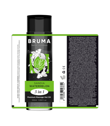 BRUMA ACEITE DE MASAJE PREMIUM EFECTO CALOR SABOR SANDIA 3 EN 1 100 ML