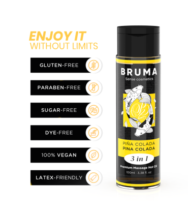BRUMA ACEITE DE MASAJE PREMIUM EFECTO CALOR SABOR PINA COLADA 3 EN 1 100 ML