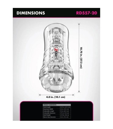 PDX ELITE VIEWTUBE PLUS SEE THRU EZ GRIP TRANSPARENT STROKER 21 CM