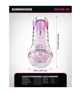 PDX ELITE VIEWTUBE XXL LED TRANSPARENT STROKER 273 CM