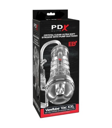 PDX ELITE VIEWTUBE VAC XXL TRANSPARENT STROKER WITH SUCTION PUMP 273 CM