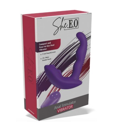 SHEEO ROTATING VIBRATING ANAL STIMULATOR WITH REMOTE CONTROL PURPLE