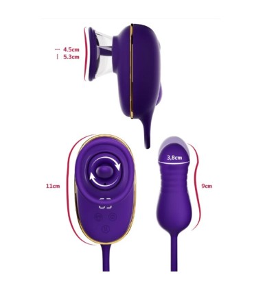 SHEEO CLITORAL SUCTION TOOL WITH LICKING EFFECT AND PURPLE ANAL STIMULATOR