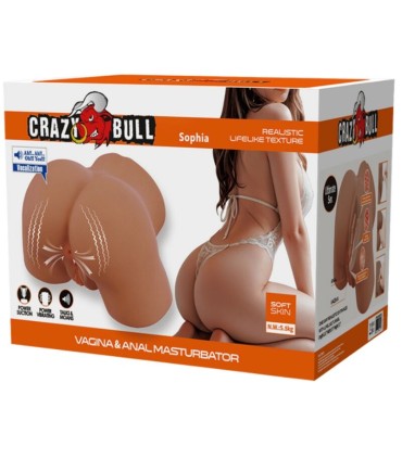CRAZY BULL SOPHIA REALISTIC FEMALE BUTT VIBRATOR AND SUCKER WITH SOUND 55 KG