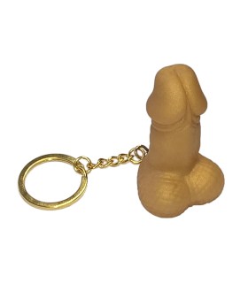 DIABLO PICANTE SILBATO LLAVERO CON FORMA DE PENE DORADO