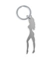 DIABLO PICANTE - LLAVERO CON SILUETA DE MUJER COLOR PLATA CON ABRIDOR DE CERVEZA