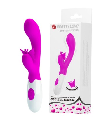 PRETTY LOVE BUTTERFLY KISS 30 FUNCTION RABBIT VIBRATOR PURPLE