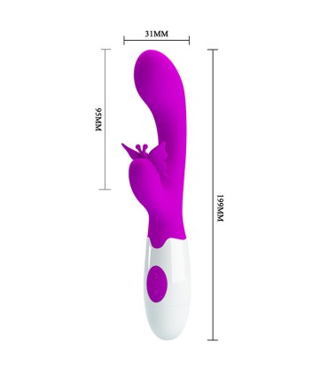 PRETTY LOVE BUTTERFLY KISS 30 FUNCTION RABBIT VIBRATOR PURPLE