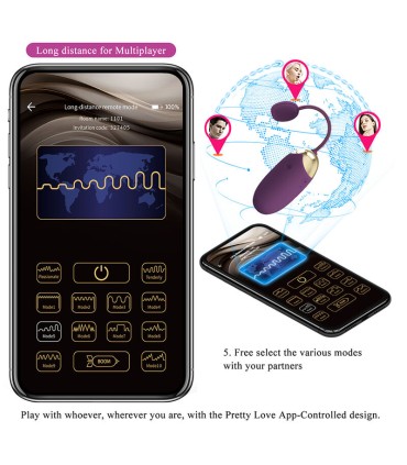 PRETTY LOVE KLAY THRUSTING EGG VIBRATOR APP CONTROL PURPLE