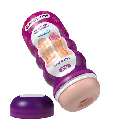 PRETTY LOVE VAGINAL SMOOTHING MASTURBATOR WITH SUCTION CUP AND INTERNAL TEXTURES