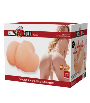 CRAZY BULL VIVIAN DOUBLE VAGINAL AND ANAL VIBRATING MASTURBATOR FLESH