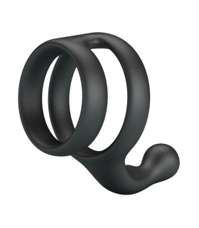 CRAZY BULL YANCY DOUBLE COCK AND BALL RING BLACK