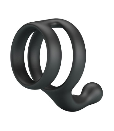 CRAZY BULL YANCY DOUBLE COCK AND BALL RING BLACK