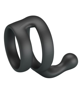 CRAZY BULL YANCY DOUBLE COCK AND BALL RING BLACK