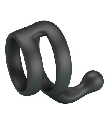 CRAZY BULL YANCY DOUBLE COCK AND BALL RING BLACK