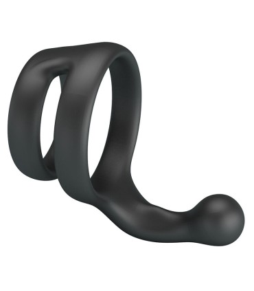 CRAZY BULL YANCY DOUBLE COCK AND BALL RING BLACK