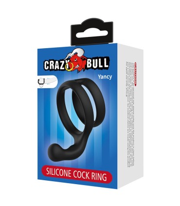 CRAZY BULL YANCY DOUBLE COCK AND BALL RING BLACK