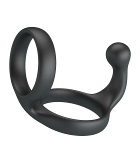 CRAZY BULL FLORIAN DOUBLE COCK AND BALL RING BLACK