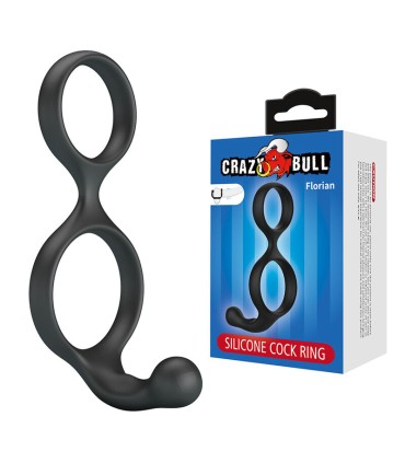 CRAZY BULL FLORIAN DOUBLE COCK AND BALL RING BLACK