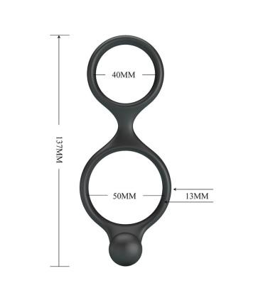 CRAZY BULL FLORIAN DOUBLE COCK AND BALL RING BLACK