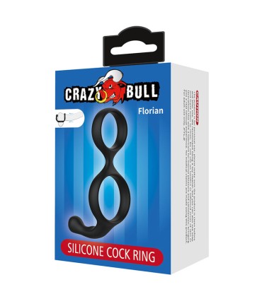CRAZY BULL FLORIAN DOUBLE COCK AND BALL RING BLACK