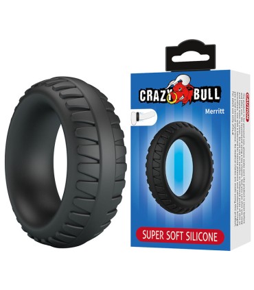 CRAZY BULL MERRITT TEXTURED SILICONE COCK RING BLACK