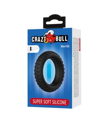 CRAZY BULL MERRITT TEXTURED SILICONE COCK RING BLACK