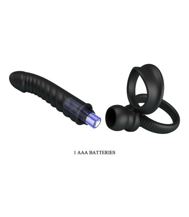 PRETTY LOVE MERRITT ANAL VIBRATOR WITH RING AND VIBRATION BLACK