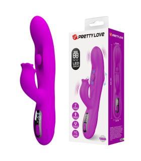 PRETTY LOVE YALANDA RABBIT OSCILLATING VIBRATOR WITH LED DISPLAY PURPLE