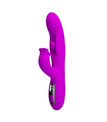PRETTY LOVE YALANDA RABBIT OSCILLATING VIBRATOR WITH LED DISPLAY PURPLE