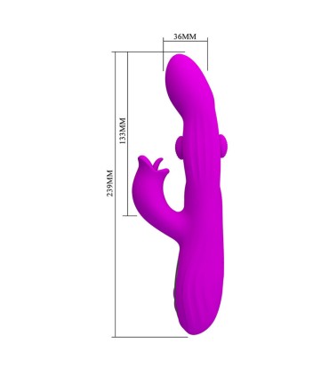 PRETTY LOVE YALANDA RABBIT OSCILLATING VIBRATOR WITH LED DISPLAY PURPLE