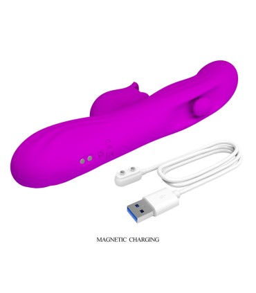 PRETTY LOVE YALANDA RABBIT OSCILLATING VIBRATOR WITH LED DISPLAY PURPLE