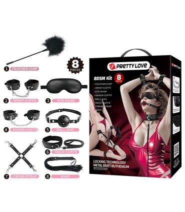 PRETTY LOVE 8 PIECE BDSM KIT BLACK