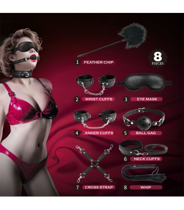 PRETTY LOVE 8 PIECE BDSM KIT BLACK