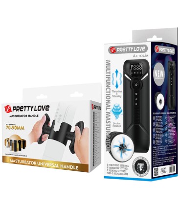 PRETTY LOVE AETOLA MULTIFUNCTION AUTOMATIC MASTURBATOR WITH HANDLE BLACK