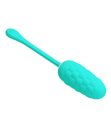 PRETTY LOVE VIBRATING EGG WITH AQUA GREEN RECHARGEABLE MARINE TEXTURE