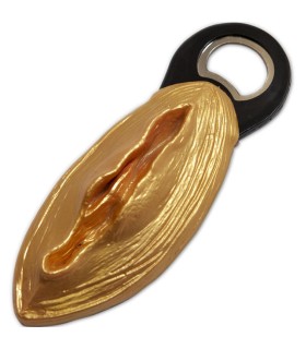 DIABLO PICANTE ABRIDOR NEGRO CON FORMA VAGINA DORADO