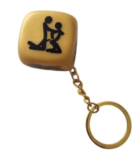 DIABLO PICANTE LLAVERO DADO DORADO CON POSTURAS