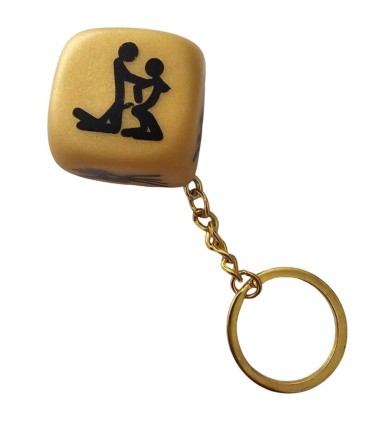 DIABLO PICANTE LLAVERO DADO DORADO CON POSTURAS