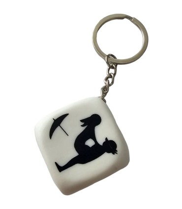 DIABLO PICANTE LLAVERO DADO BLANCO CON POSTURAS