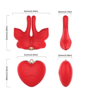 ARMONY MAGNETIC NIPPLE CLAMPS WITH VIBRATION BUTTERFLY SHAPE RED