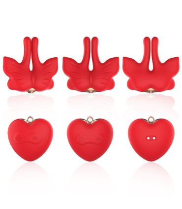 ARMONY MAGNETIC NIPPLE CLAMPS WITH VIBRATION BUTTERFLY SHAPE RED