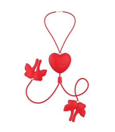 ARMONY MAGNETIC NIPPLE CLAMPS WITH VIBRATION BUTTERFLY SHAPE RED