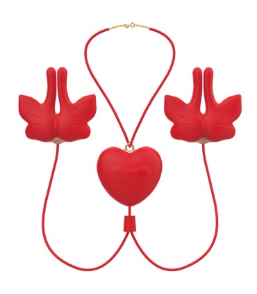 ARMONY MAGNETIC NIPPLE CLAMPS WITH VIBRATION BUTTERFLY SHAPE RED