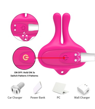 ARMONY RABBIT SHAPE VIBRATION MAGNETIC NIPPLE CLAMPS PINK