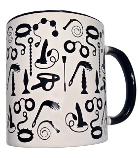 DIABLO PICANTE TAZA BLANCA BONDAGE ASA NEGRA 370 ML