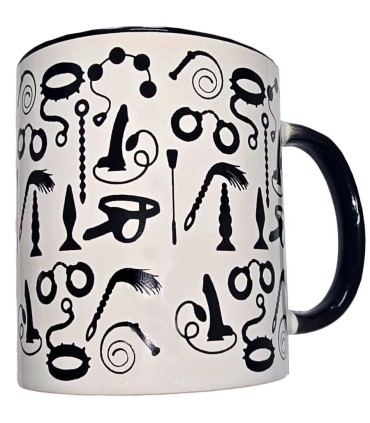 DIABLO PICANTE TAZA BLANCA BONDAGE ASA NEGRA 370 ML