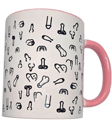 DIABLO PICANTE TAZA BLANCA PENES ASA ROSA 370 ML