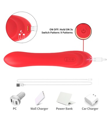 ARMONY G SPOT AND CLITORIS STIMULATOR VIBRATOR WITH OSCILLATING TONGUE RED